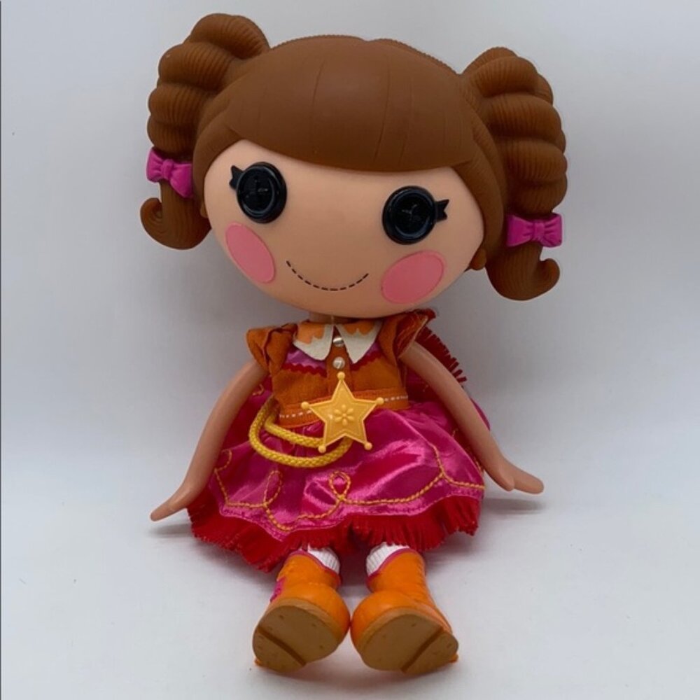 Lalaloopsy Prairie Dusty Trails Sheriff Doll Cowgirl Brown Hair Pink Dress 12”